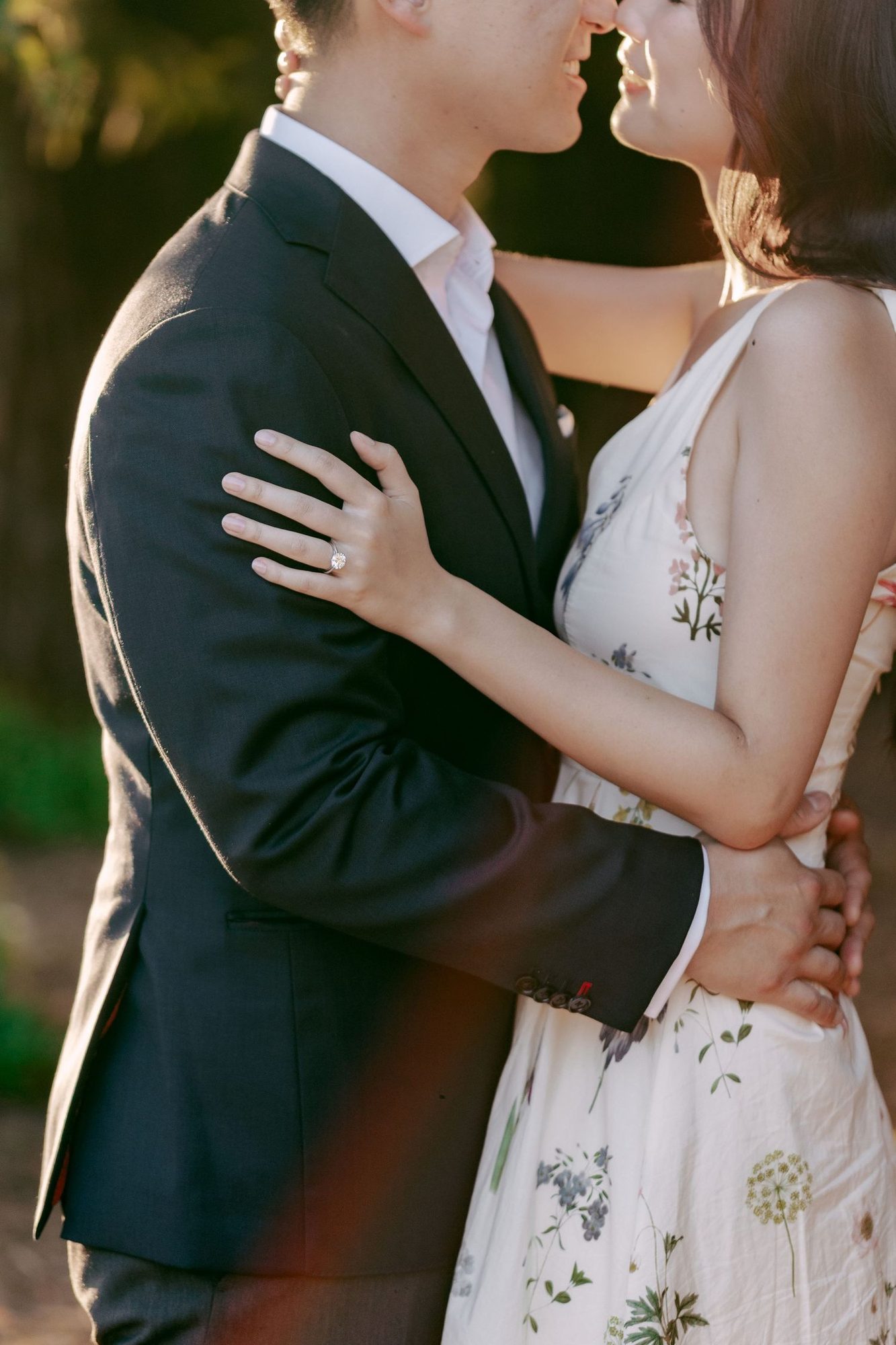Close kiss in warm light